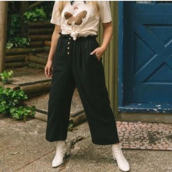 Jackson Rowe Dana Pants High Rise Wide Leg Crop Paperbag Pull On Elastic size xs - Picture 2 of 11